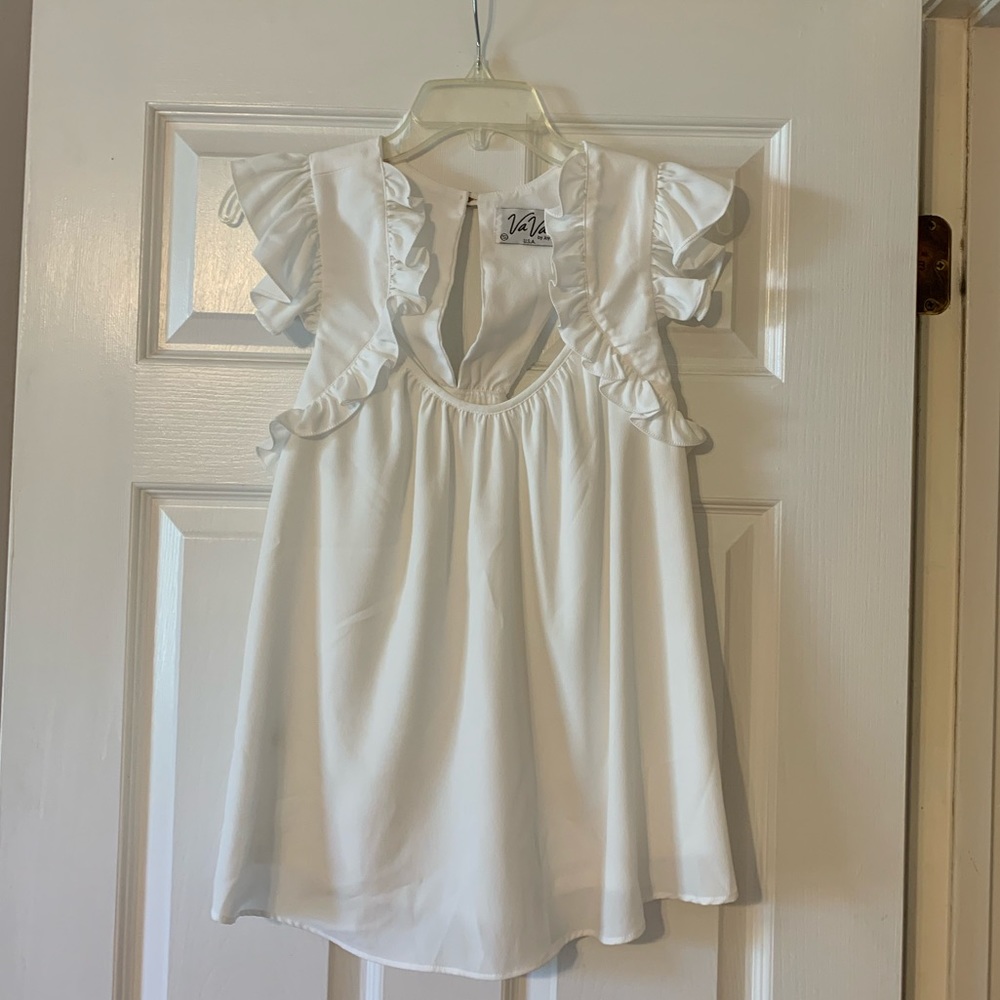 GORGEOUS Vintage Ruffled Sleeveless Top Shirt VaVa By John Han
